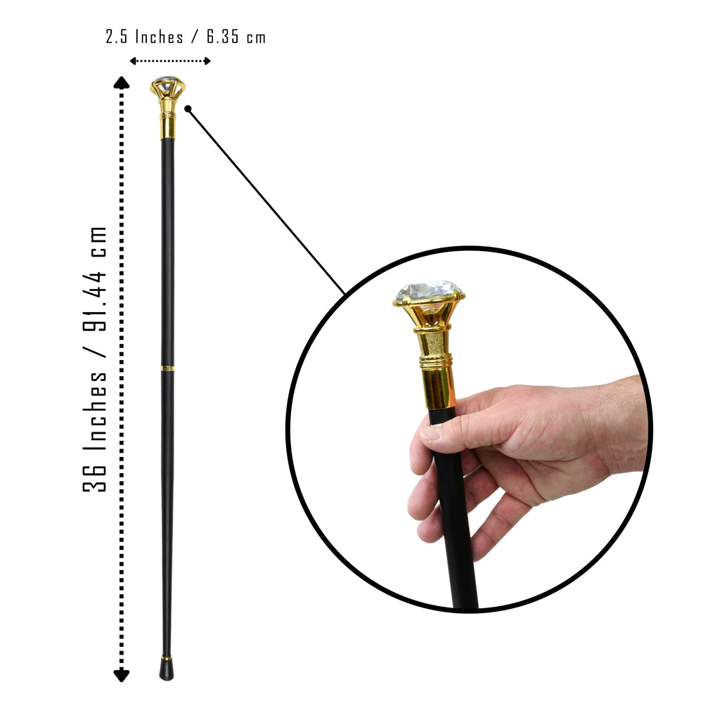 Pimp Stick Gold Diamond Solitaire Metal Walking Cane Men Women Costume Accessory Pimp Stick Gold Diamond Solitaire Metal Walking Cane Men Women Costume Accessory