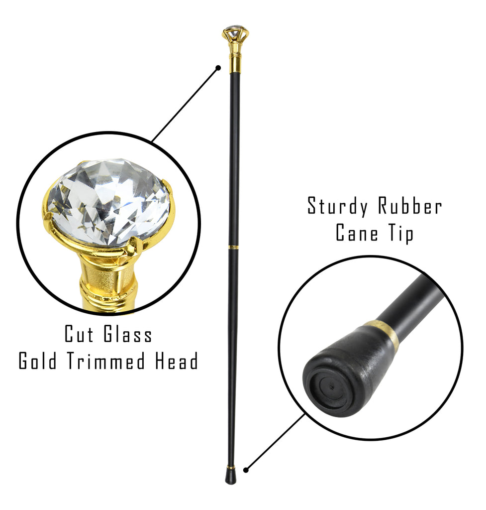 Pimp Stick Gold Diamond Solitaire Metal Walking Cane Men Women Costume Accessory Pimp Stick Gold Diamond Solitaire Metal Walking Cane Men Women Costume Accessory