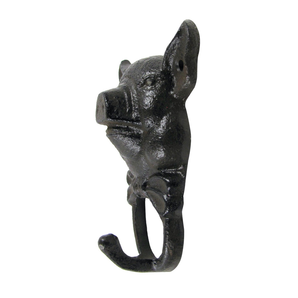 Vintage Cast Iron Pig Wall Hook Rustic Key Hanger Farmhouse Hat Holder Coat Rack