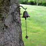 Metal Wall Mount Gecko Bell Rustic Garden Decor