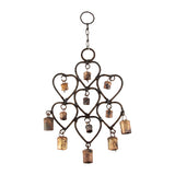 Rustic Metal 12 Bell Heart Wind Chime