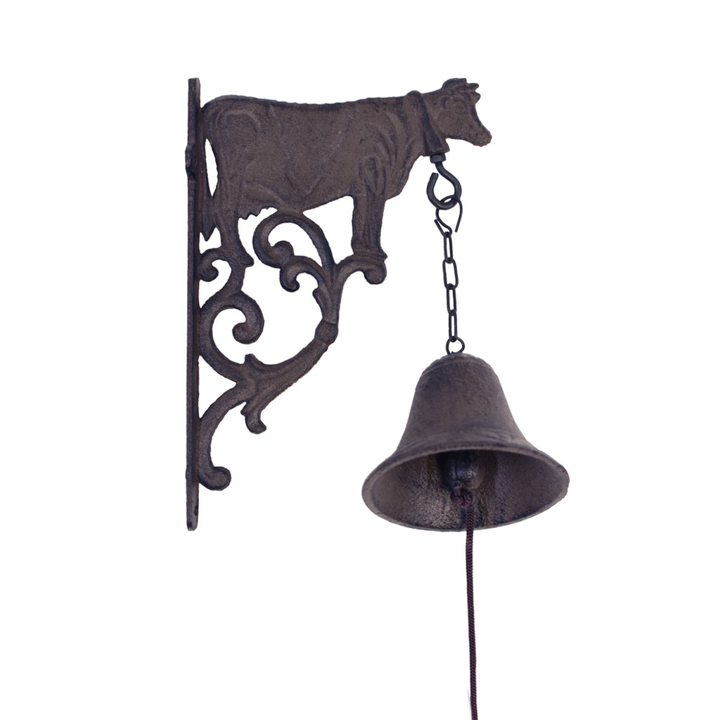 Rustic Cast Iron Wall Hang Cow Call Dinner Bell Vintage Outdoor
