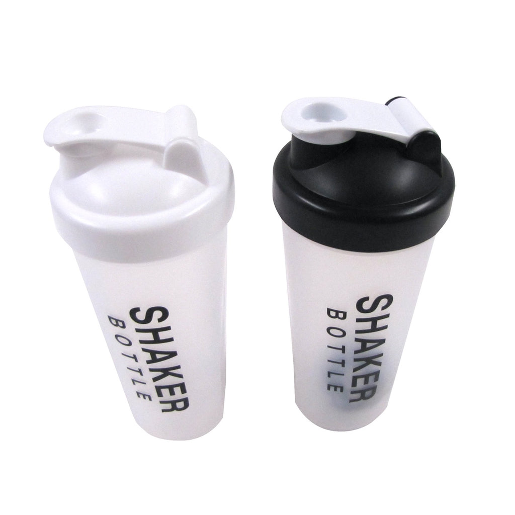 2pc 20oz White Black Protein Drink Shaker Bottle Sport Exercise Mix Cu