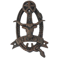 Longhorn Steer Head Welcome Door Knocker w/ Texas Star