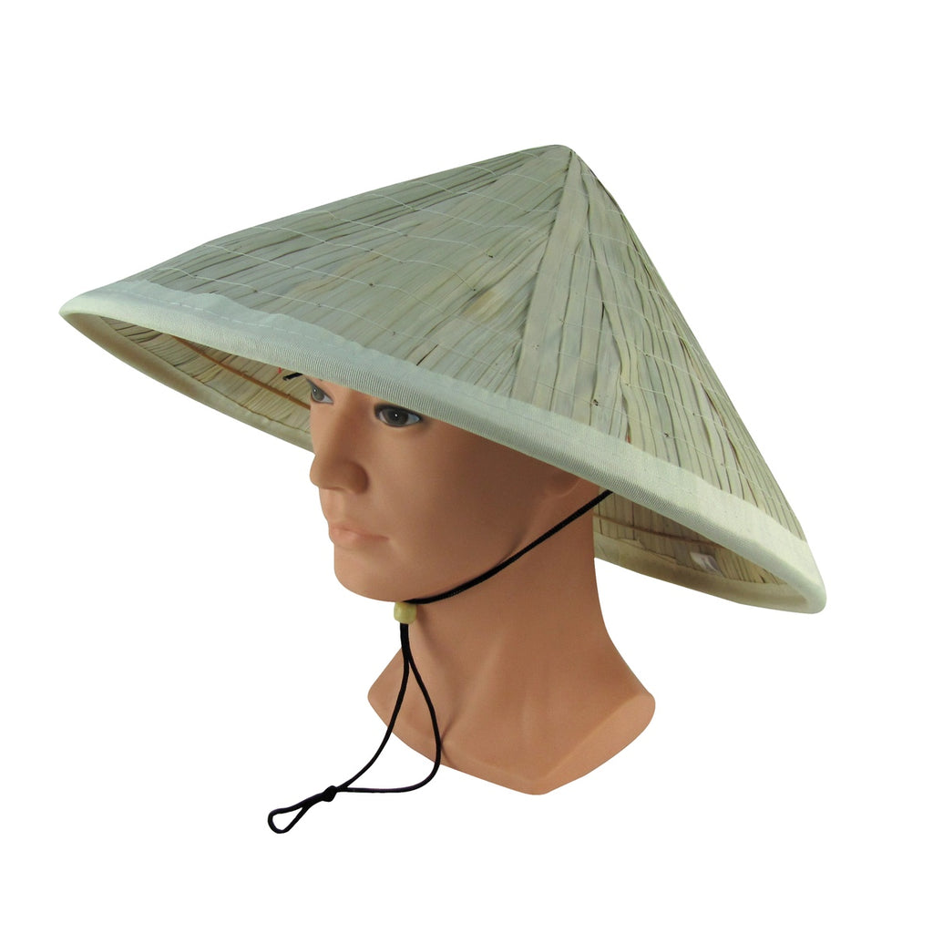 Asian Sun Shade Hat Oriental Rice Farmer Bamboo Coolie Theater Costume