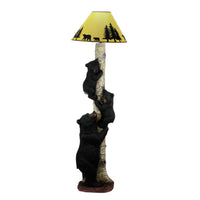Climbing Black Bear Cub Family Rustic Cabin Home Decor Floor Lamp