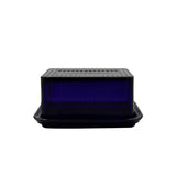 Vintage-Style 2pc Blue Glass Butter Dish