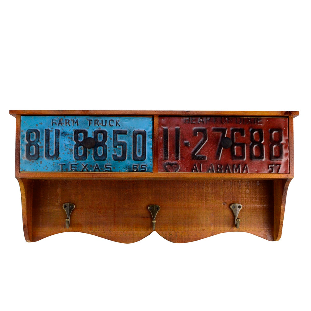 Auto License Plate Coat/Hat Rack