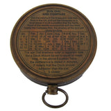 Solid Brass Nautical Pocket Sundial Compass with Cover and Leather Case