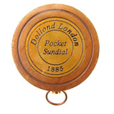 Solid Brass Nautical Pocket Sundial Compass with Cover and Leather Case