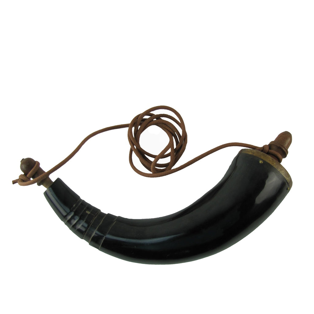 Traditional Wooden Spout Genuine Buffalo Gun Powder Horn Vintage Muzzl