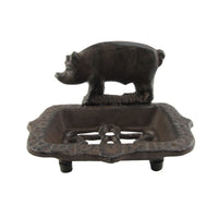 Rustic Metal Piggy Soap Dish Bathroom Soap Holder Piglet Kitchen Tray Home Decor