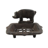 Rustic Metal Piggy Soap Dish Bathroom Soap Holder Piglet Kitchen Tray Home Decor