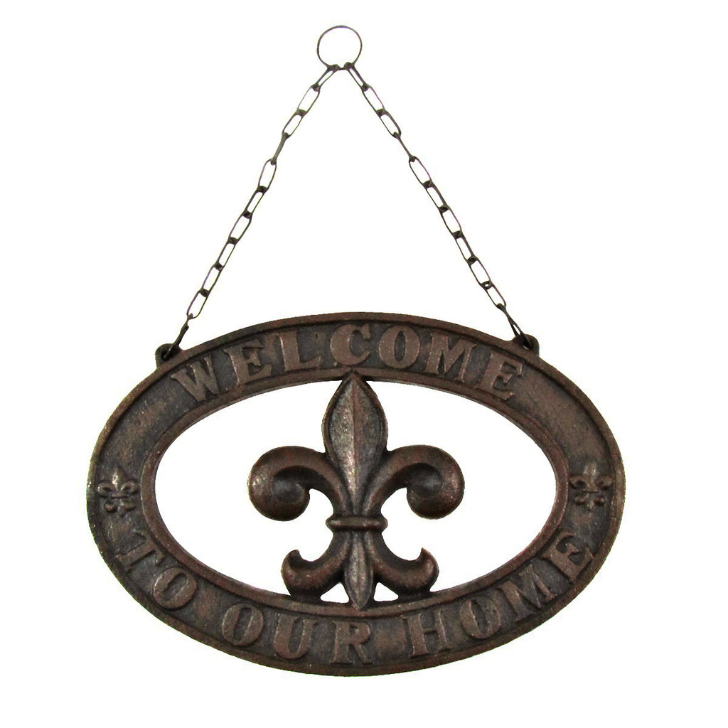 Cast Iron Fleur De Lis Welcome Sign Rustic Home Decor
