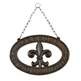 Cast Iron Fleur De Lis Welcome Sign Rustic Home Decor