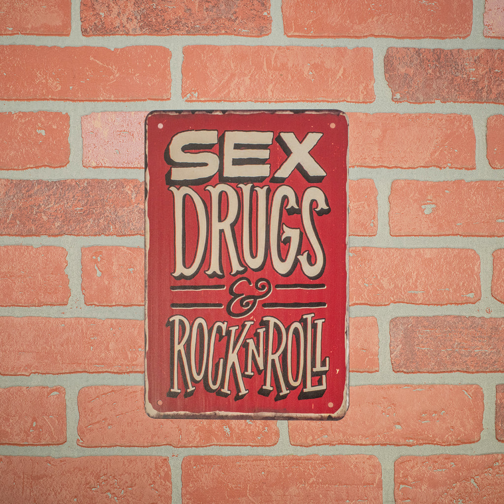 Metal Sex Drugs Rock N Roll Music Sign Retro Garage Man Cave Pub Bar W |  TreasureGurus