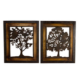 Set of 2 Framed Laser Cutting Metal Maple Trees