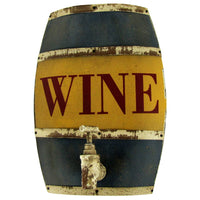 Wood Wine Barrel Keg w/ Steel Hoop & Water Tap Sign