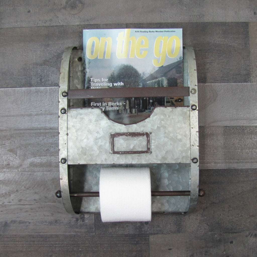 Rustic Toilet Paper Holder Storage Organizer Towel Bar Rack