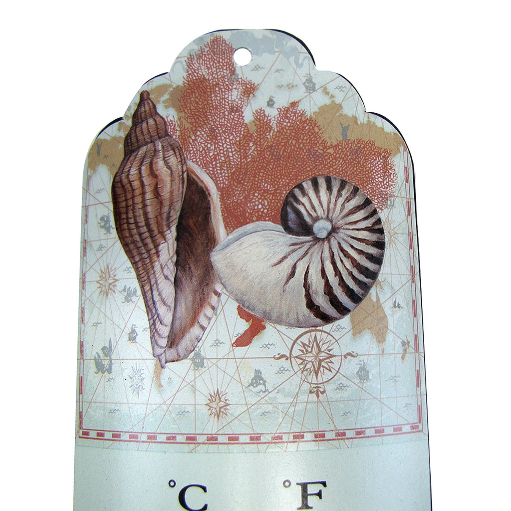 Nautical Seashell Outdoor Wall Thermometer Metal Temperature Gauge Bea