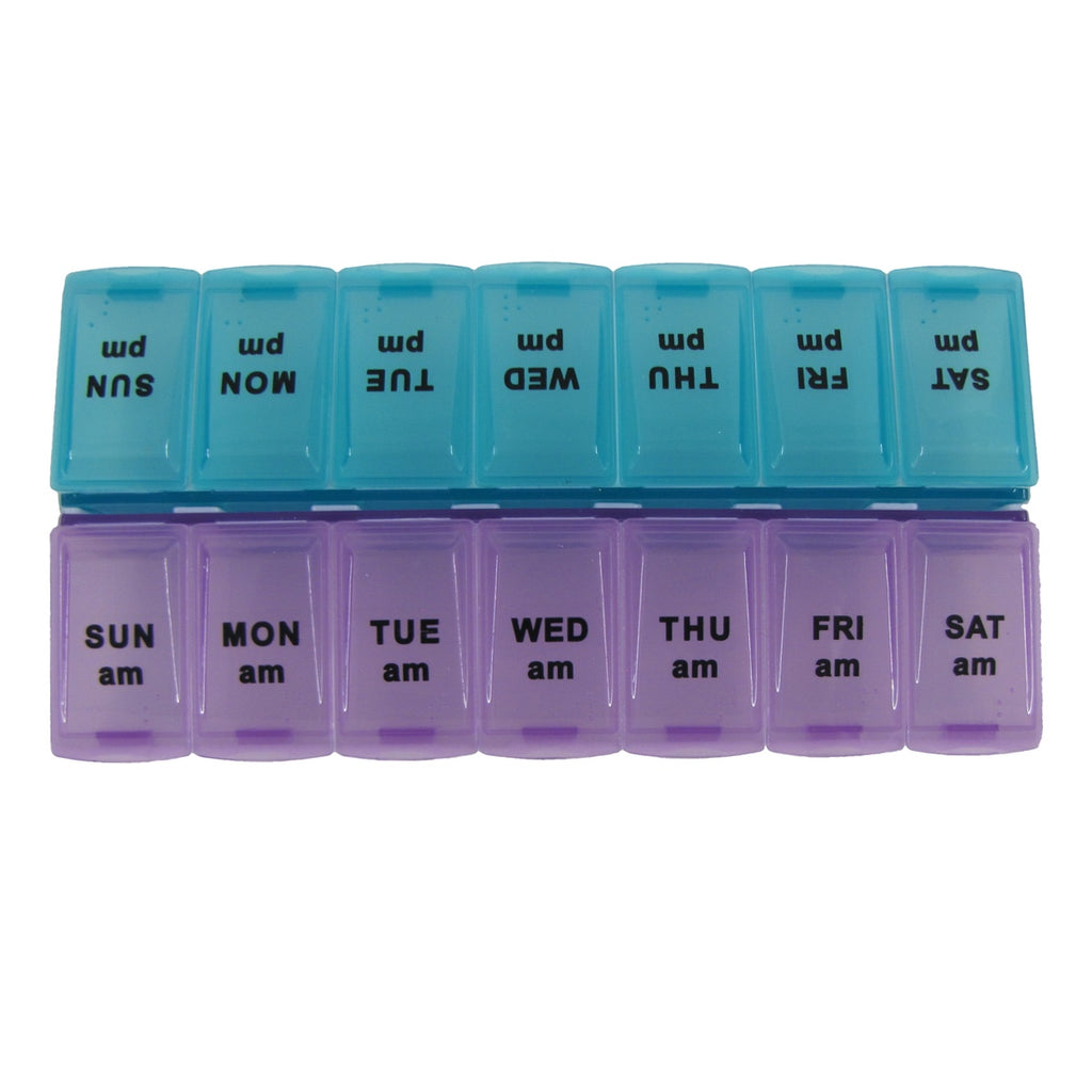AM PM Pill Box Medication Organizer Weekly Medicine Storage Holder