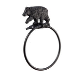 Black Cast Iron Bear Bath/Kitchen Towel Ring Holder Wall Mount