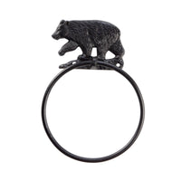 Black Cast Iron Bear Bath/Kitchen Towel Ring Holder Wall Mount