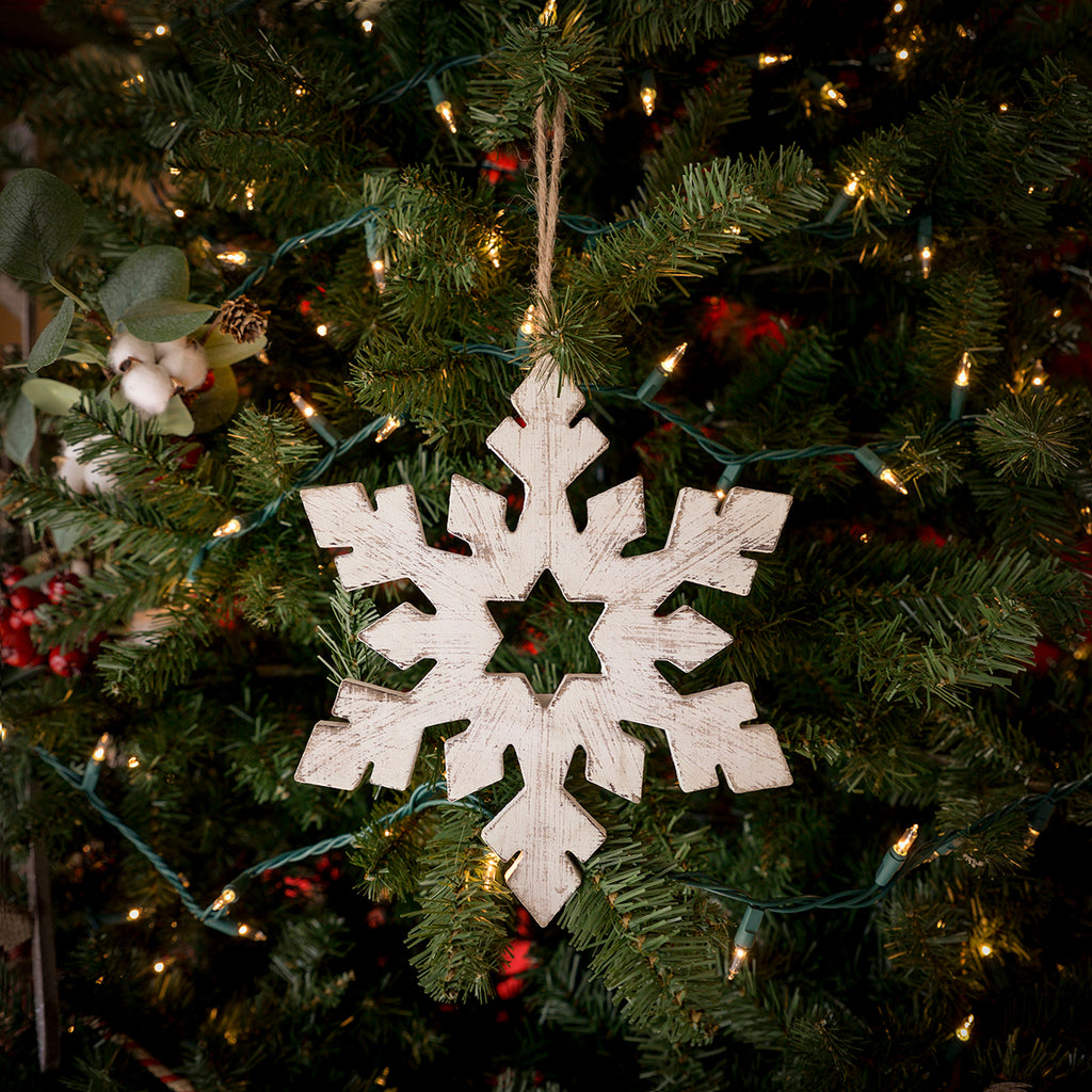 Large Hanging Wooden Snowflake Christmas Tree Ornament Rustic