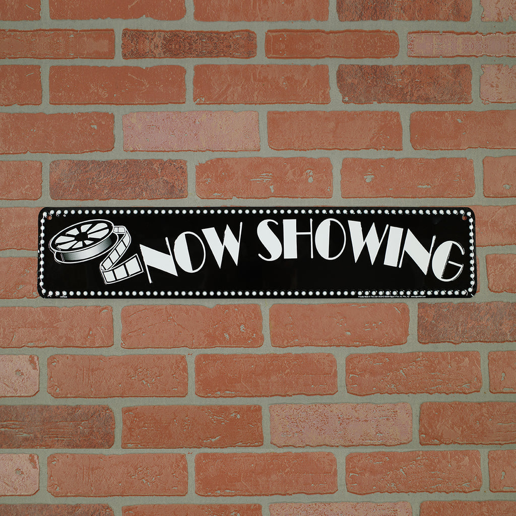 Now Showing Tin Sign Vintage Movie Theatre Film Reel Wall Decor