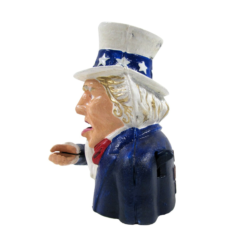 4th of July Piggy Bank, Uncle Sam Hat Wearing Cat with Stars and Stripes  American Patriotic, Ceramic Coin Bank Money Box for Cash Saving, 3.6 X  3.2, Multicolor, by Ambesonne 