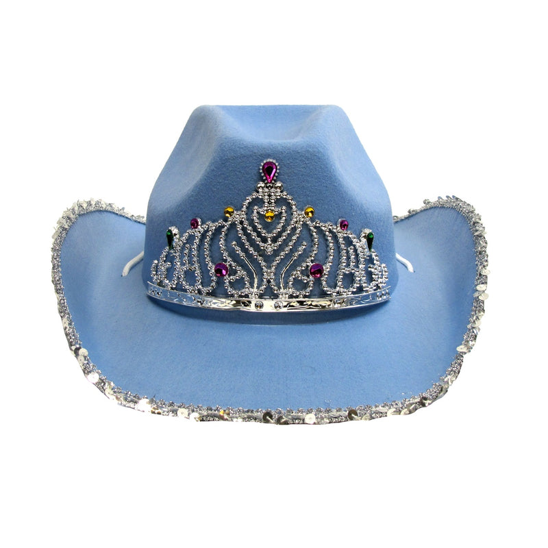 Novelty Blue Cowgirl Hat Sequin Tiara Women Girl Cowboy  display picture 3