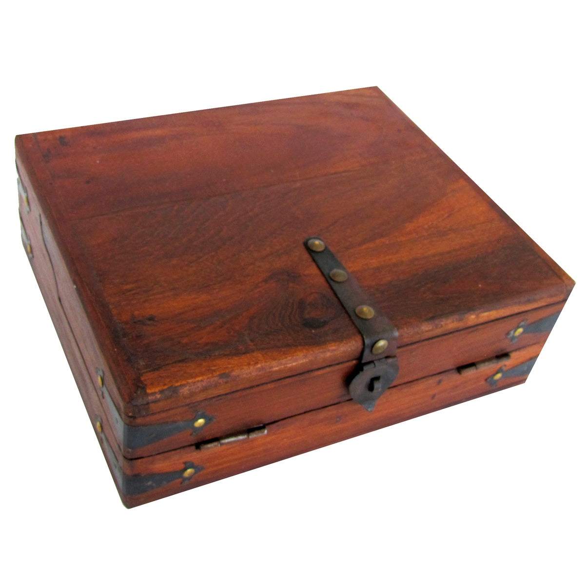 Timber Document Box Antique Reproduction Folding Portable Wood Document Box | TreasureGurus