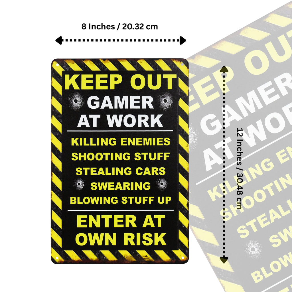Cartello In Alluminio "Keep Out Gamer At Work" 20x30 Cm – Decorazione Umoristica Per Stanza Dei Giochi, Ufficio O Porta, Regalo Originale
