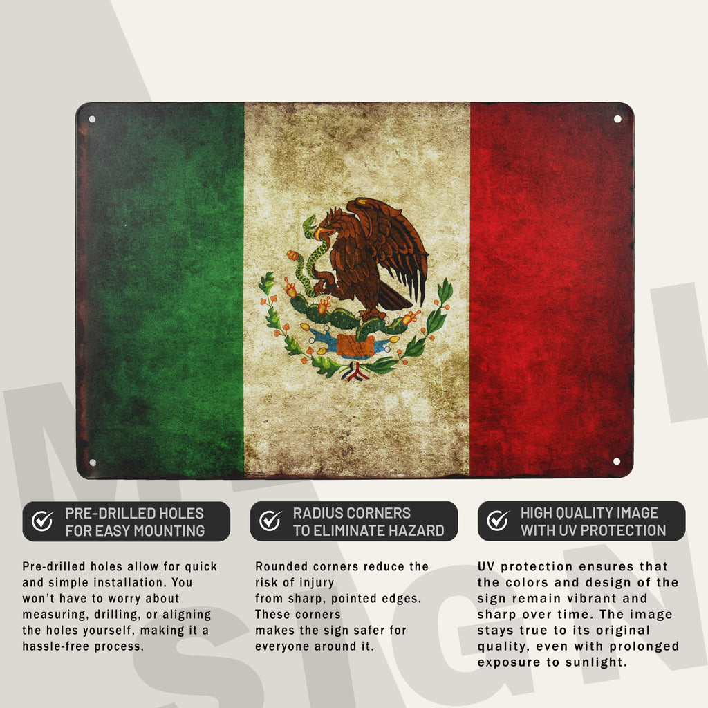 Metal Mexican Flag Sign - Thumbnail 3