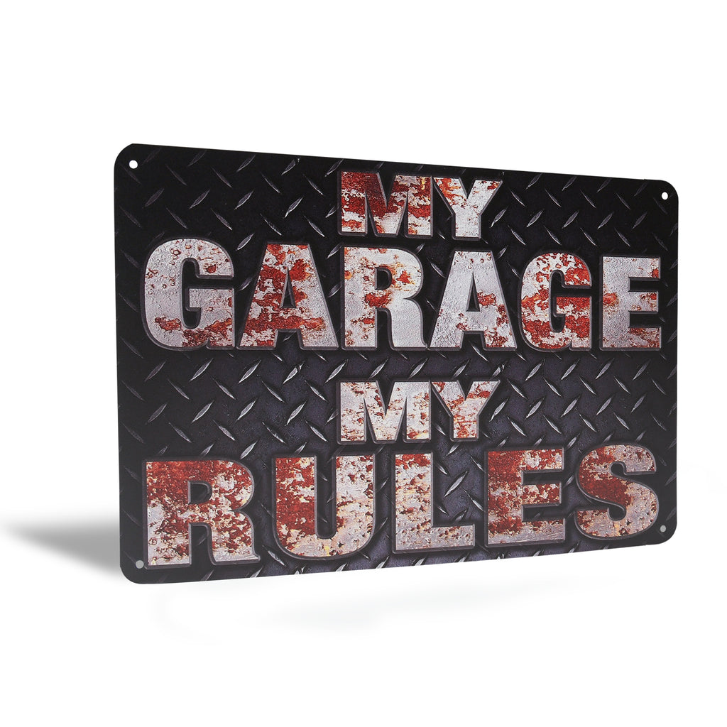 Man Cave Sign My Garage My Rules Metal Wall Art