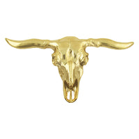 Brass Longhorn Skull Belt Buckle