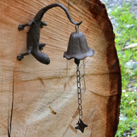 Metal Wall Mount Gecko Bell Rustic Garden Decor