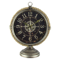 Nautical Compass Coastal Rustic Office Desk Clock