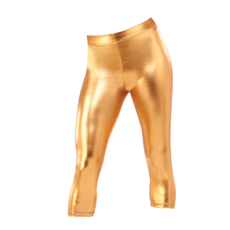 Shiny Metallic Gold Wet Look Leggings 70s Disco Pants PVC Costume Part