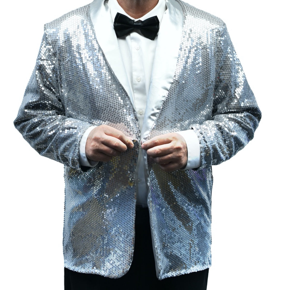 Silver Glitter Tuxedo Jacket