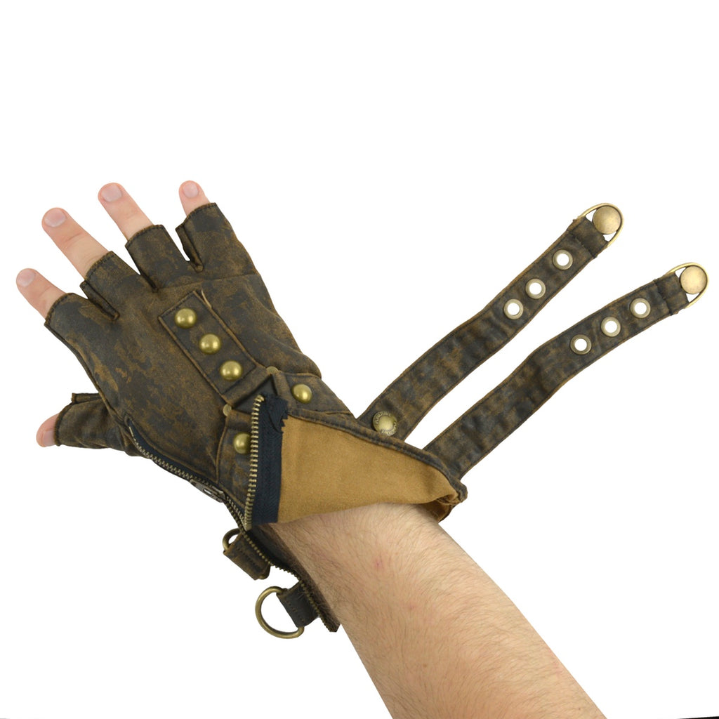 Motorcycle Gloves Men Men's Steampunk Fingerless Gloves [Gray