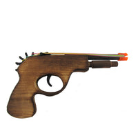 Wooden Rubber Band Toy Six Shooter Revolver