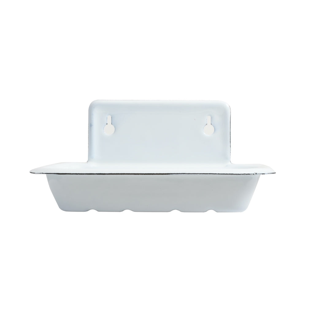 White Enamel Soap Dish Farmhouse Bathroom Shower Bar Holder Kitchen Si