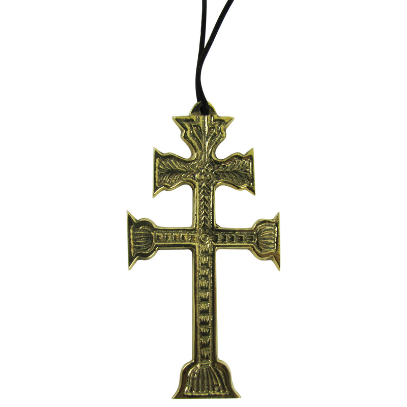 Large Bronze Embossed Gothic Double Cross of Lorraine Necklace Large Bronze Embossed Gothic Double Cross of Lorraine Necklace