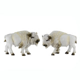 Set of 2 Wild North American White Bison Figures