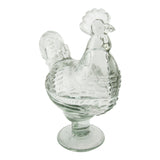Rustic Glass Rooster Container Dish