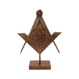 Bronze Masonic Square and Compasses G Desk Statue