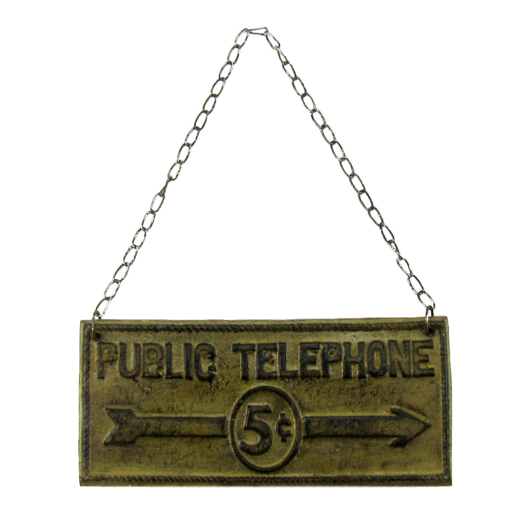 Rustic Cast Iron Public Phone Wall Sign