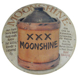 Primitive Moonshine Jug Button Tin Sign