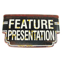 Vintage Movie Theatre Feature Presentation 3-D Metal Sign